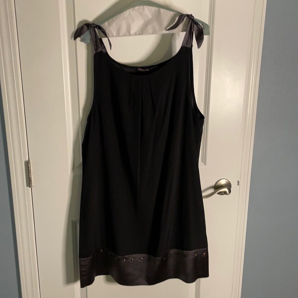 Hale Bob black with grey silk accents dress sz L in Likenew Condition